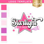 Cheer logo template editable in Canva. Professional logo design for your cheerleading squad and cheer association brand featuring stars and megaphone.