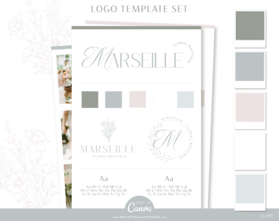 Floral Logo Template Kit is perfect for wedding venues, wedding and event planners, florists and more! A timeless design custom to your business.