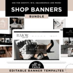 Website Banner Templates to style your e-commerce shop! These Shopify banners can be used on Shopify, Woocommerce, Wix and more!