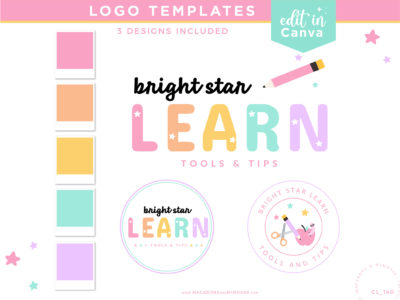 This teaching logo is in a cute rainbow design featuring teacher clipart with pencils and stars. Perfect for Teachers, Counsellors, Tutors and more!