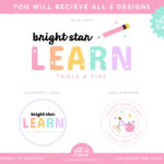 This teaching logo is in a cute rainbow design featuring teacher clipart with pencils and stars. Perfect for Teachers, Counsellors, Tutors and more!