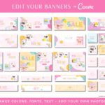 Editable Canvas banner Templates to style your website and store. These fun and colorful Canva banners can be used on Shopify, Woocommerce, Wix and more!