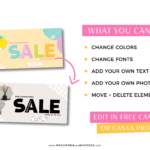 Editable Canvas banner Templates to style your website and store. These fun and colorful Canva banners can be used on Shopify, Woocommerce, Wix and more!