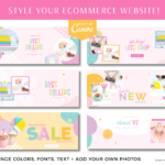 Editable Canvas banner Templates to style your website and store. These fun and colorful Canva banners can be used on Shopify, Woocommerce, Wix and more!