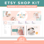 Branding package for Etsy Shop includes customizable store banners, listing graphics and more! Etsy seller success shop set and tips to brand your Business