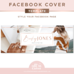 Rose gold Facebook banner for Canva to style your small business. Design your Facebook cover with ease and make a stunning first impression!