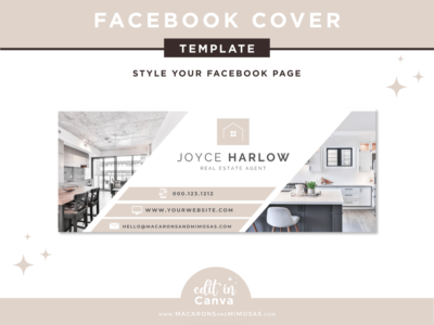 Realtor Facebook Cover Template, Canva Facebook Template for Photographer & Real Estate Agent, Photo Website Banner Interior Designer