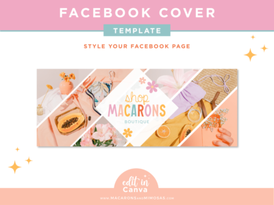 Flower cover page for Facebook featuring a collage of photo frames to style your business or personal page. Cover templates are easy to edit in minutes!