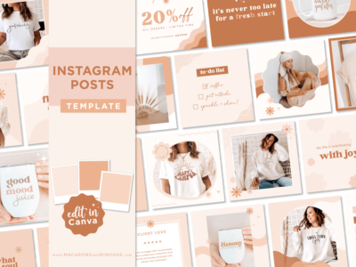 Neutral Boho Instagram Post Templates Canva, Bright Quotes for Instagram, Creative Instagram Templates, Colorful Canva Designs, Small Business Brand