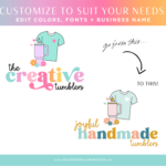 Tumbler Business Logo Template to edit in Canva. Cute bright designs to style your handmade shop, online store or Etsy Shop featuring tumbler clipart!