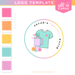 Crafty Business Logo Template to edit in Canva. Cute design to style your handmade shop, online store or Etsy Shop featuring tumbler and Tshirt clipart!