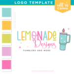 Art and artisans logo Template to edit in Canva. Designs to style your handmade shop, online store or Etsy Shop featuring tumbler clipart!