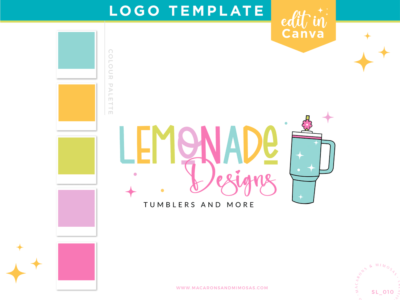 Art and artisans logo Template to edit in Canva. Designs to style your handmade shop, online store or Etsy Shop featuring tumbler clipart!