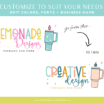 Art and artisans logo Template to edit in Canva. Designs to style your handmade shop, online store or Etsy Shop featuring tumbler clipart!