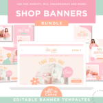 Perfect Shopify banners for the retro hippie chick to style her e-commerce shop! Featuring fun daisy flowers, grab our logo and branding kit too.