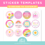 Printable Package Sticker Template in a bright, fun, colorful rainbow design for small business packaging, gift boxes, thank you labels, or to spread joy!