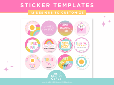 Printable Package Sticker Template in a bright, fun, colorful rainbow design for small business packaging, gift boxes, thank you labels, or to spread joy!