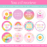 Printable Package Sticker Template in a bright, fun, colorful rainbow design for small business packaging, gift boxes, thank you labels, or to spread joy!