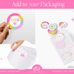 Printable Package Sticker Template in a bright, fun, colorful rainbow design for small business packaging, gift boxes, thank you labels, or to spread joy!