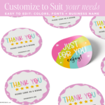 Printable Package Sticker Template in a bright, fun, colorful rainbow design for small business packaging, gift boxes, thank you labels, or to spread joy!