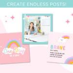 Teacher Instagram Post Templates in a pastel rainbow color palette to style your social media pretty! Includes editable bundle of quotes and feed templates.