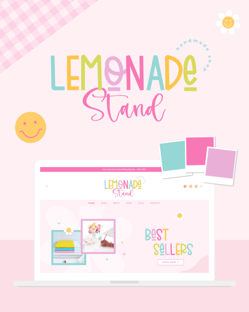 Bright Retro Collection for Branding and Logo with hearts, smile face and rainbow