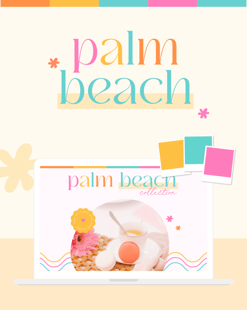 Palm Beach retro vibes and bright fun color palette.