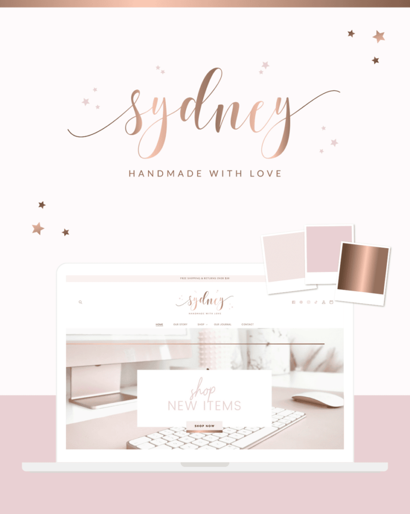 Rose Gold Shopify Web Design Logo and Social Media Bundle