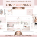 Rose gold website banners for Canva and Shopify Store