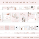 Rose gold website banners for Canva and Shopify Store