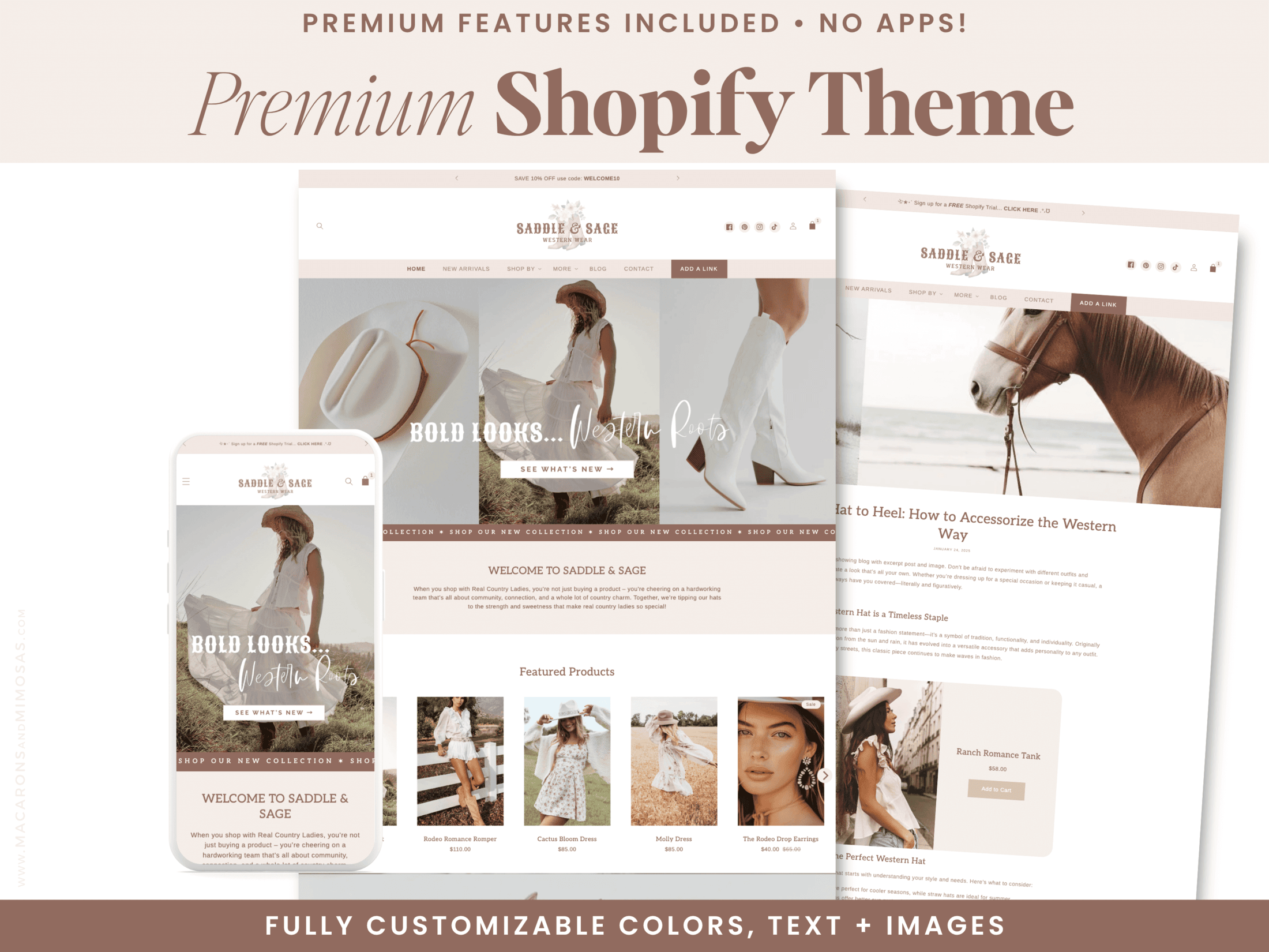 Shopify theme for Cowgirl boutique owners and handmade sellers. Customize with ease, launch fast, and grow your cowgirl brand online—no coding needed.