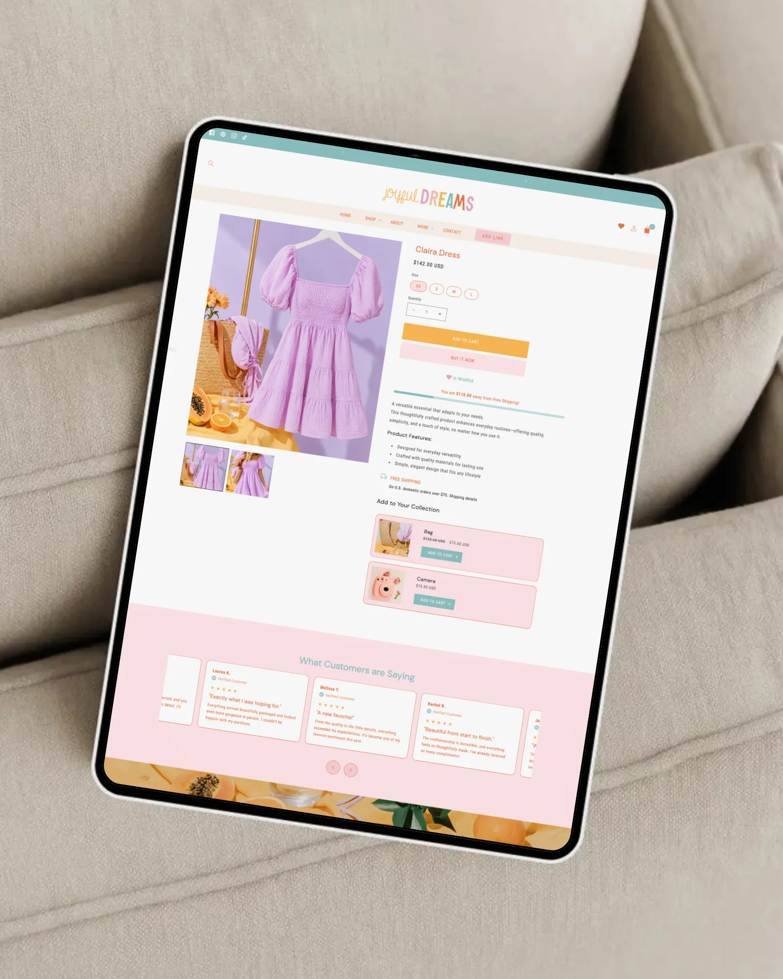 Joyful Dreams is a Colorful fun and customizable Shopify theme for creative brands, handmade shops, and boutiques. Mobile-ready and beginner-friendly.
