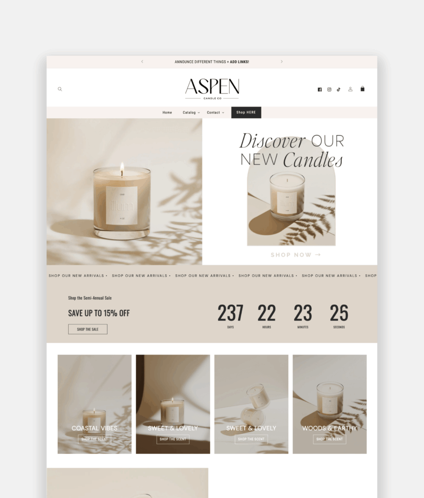 Minimalistic Shopify theme for candle stores and boutique shops