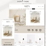 Candle store Shopify theme design layout with countdown timer and quick add to cart buttons Aspen theme.