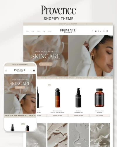 Luxury skincare Shopify theme homepage layout for beauty brands