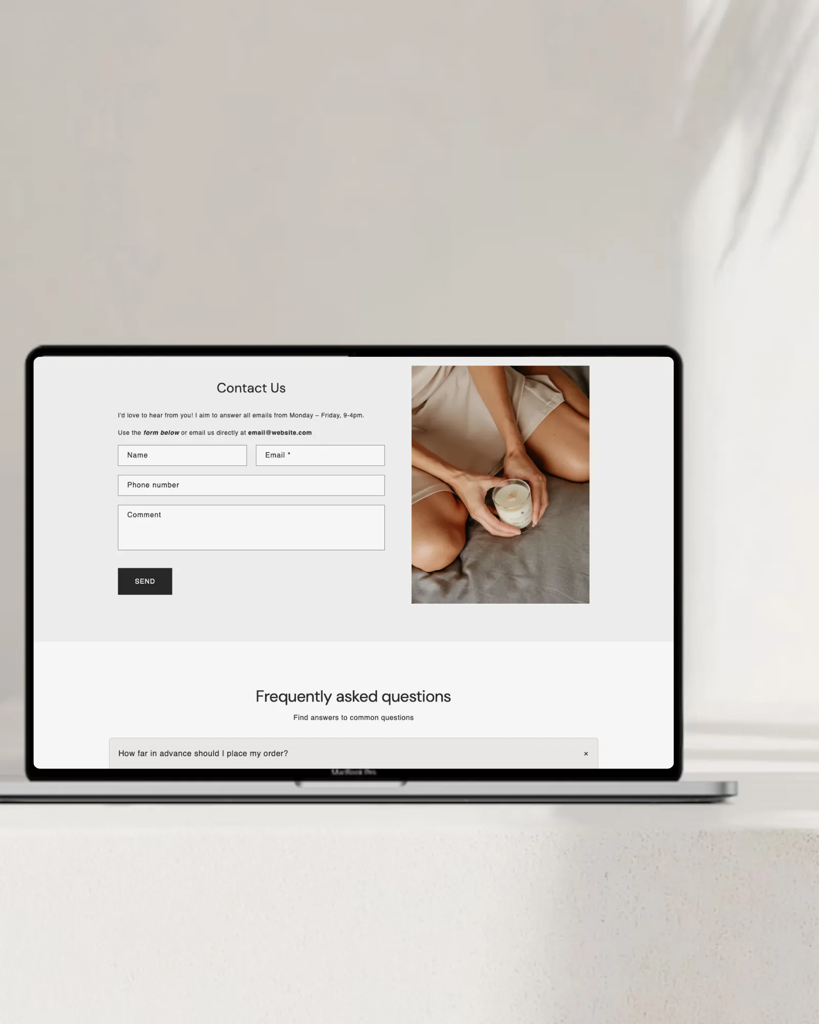 Luxury Shopify Theme for Candle Brand Contact Form no apps built in features