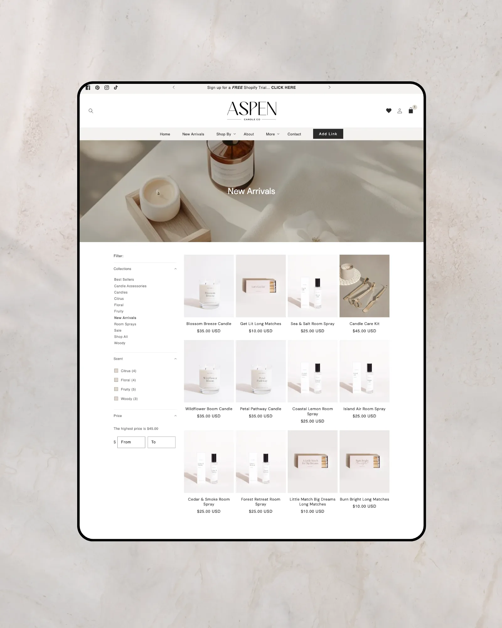 Best Shopify theme for candle and home fragrance brands Aspen