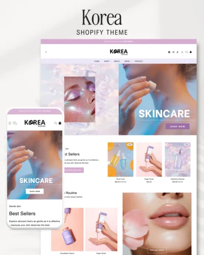 Korean Skincare and Beauty Shopify theme design with premium features