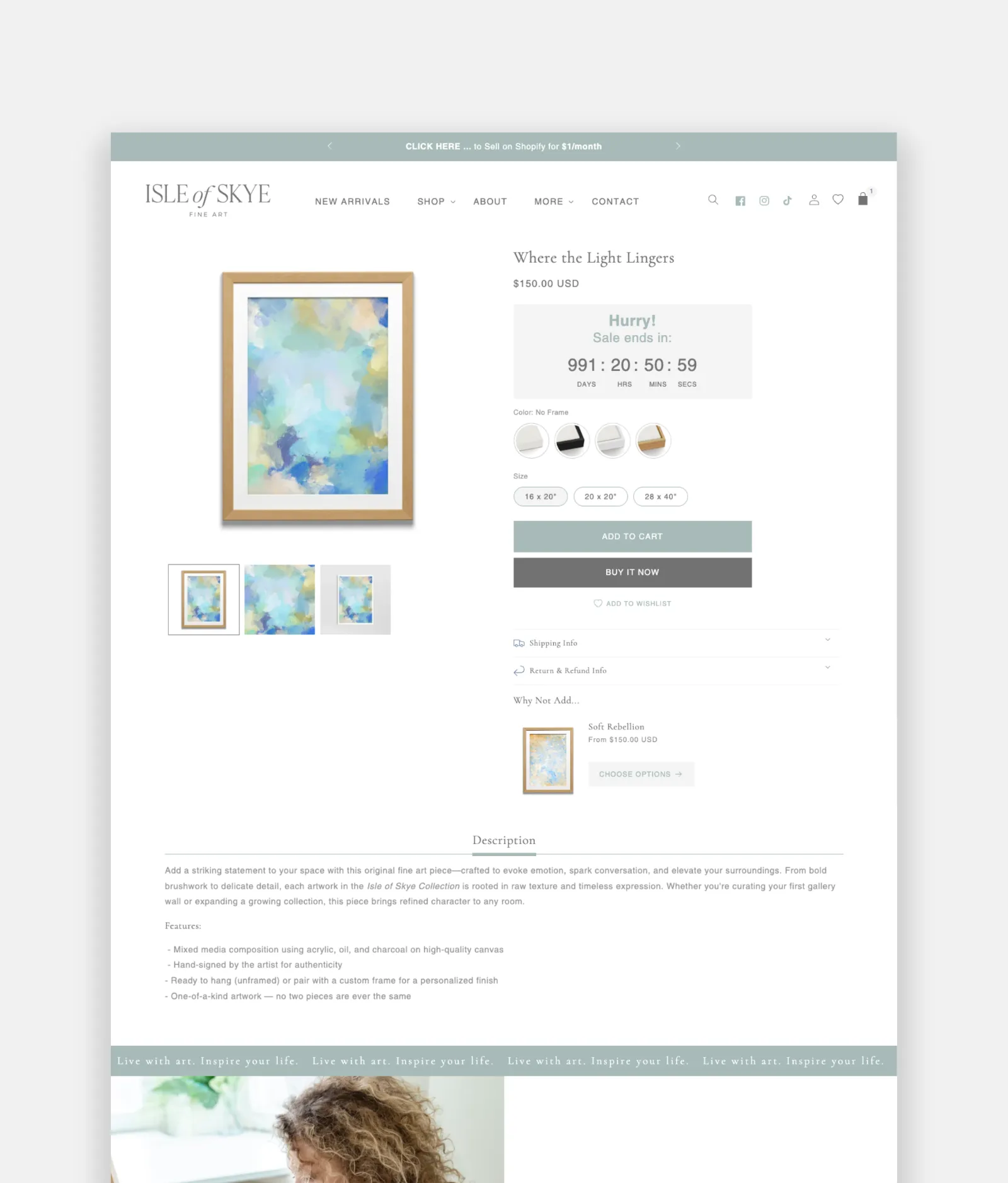 Isle of Skye Shopify theme for Artists and Art Gallery Store