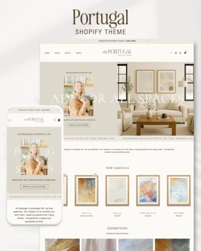 Premium Artist Shopify theme homepage design with mobile view