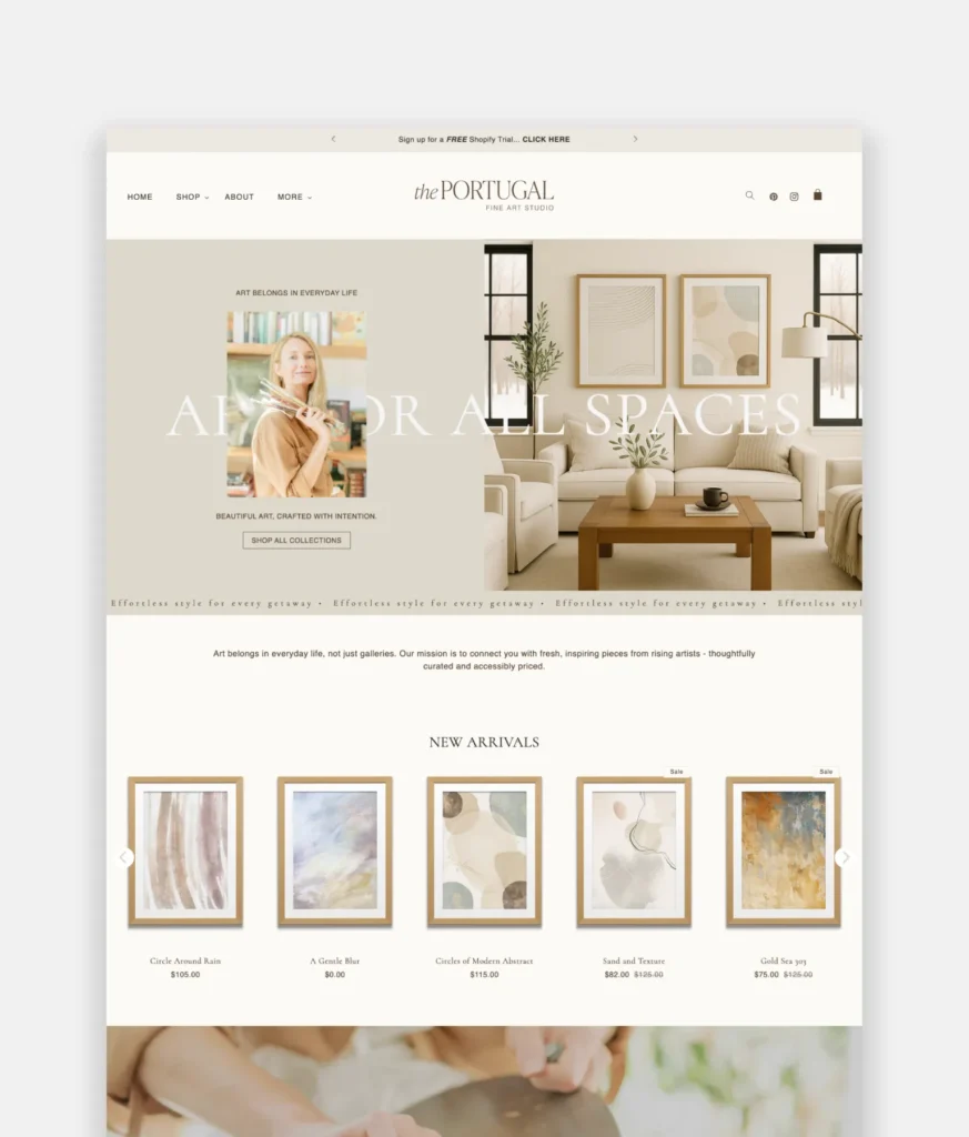 Portugal Shopify theme for Fine Artists and Art Gallery Store