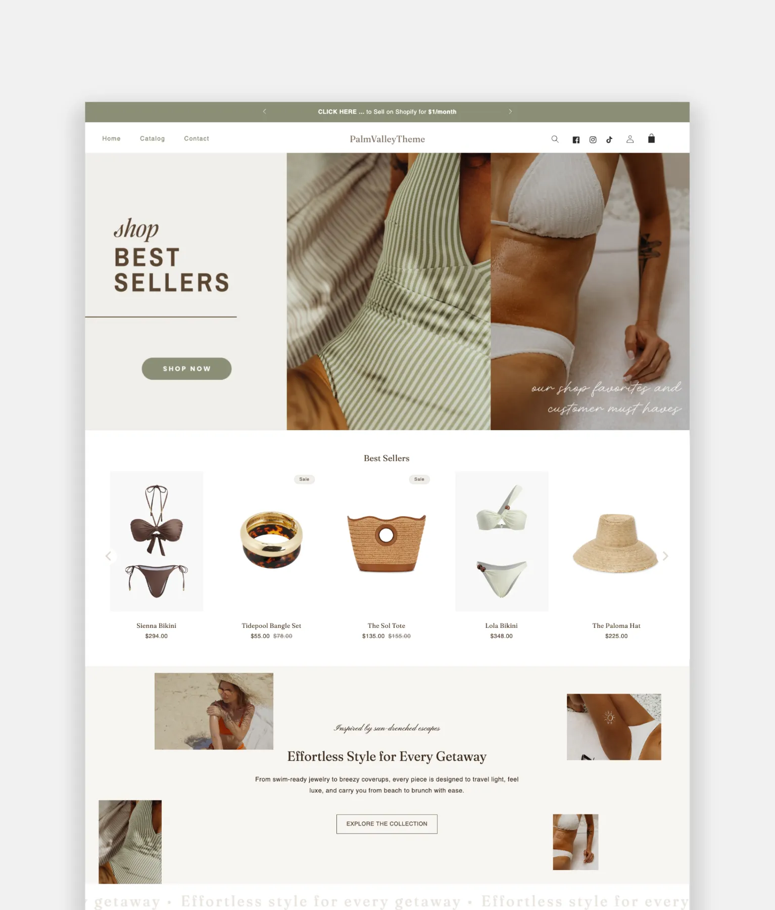 Palm Valley Shopify theme for summer collections, resort wear, and lifestyle stores
