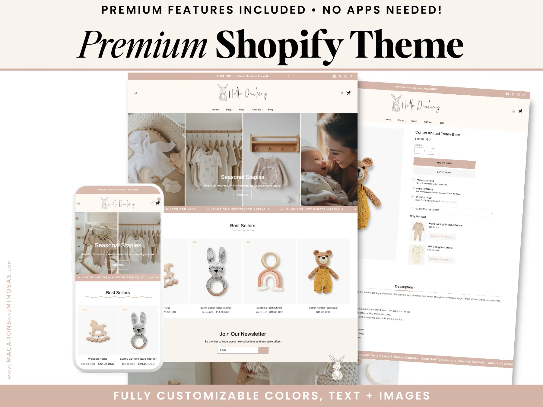 children’s boutique shopify theme homepage with hero banner
