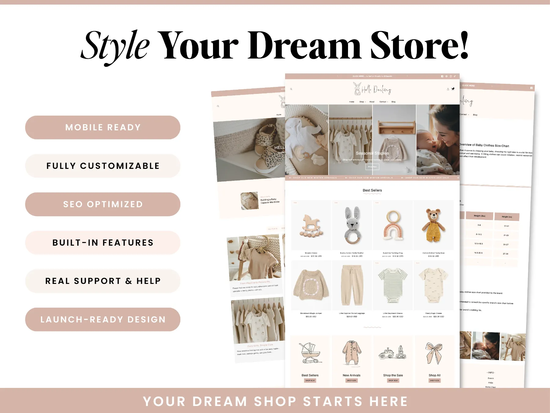 baby boutique website template product grid layout