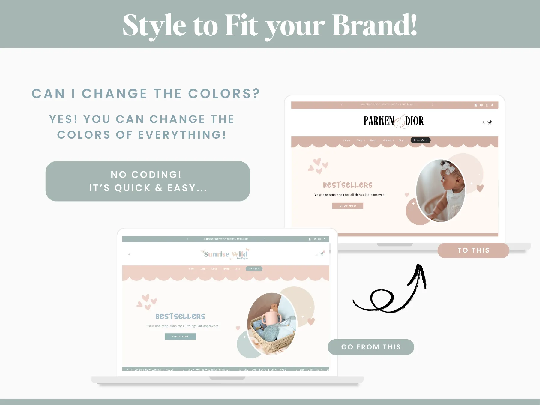 Children's Boutique Website Free Banner Template Set for Shopify