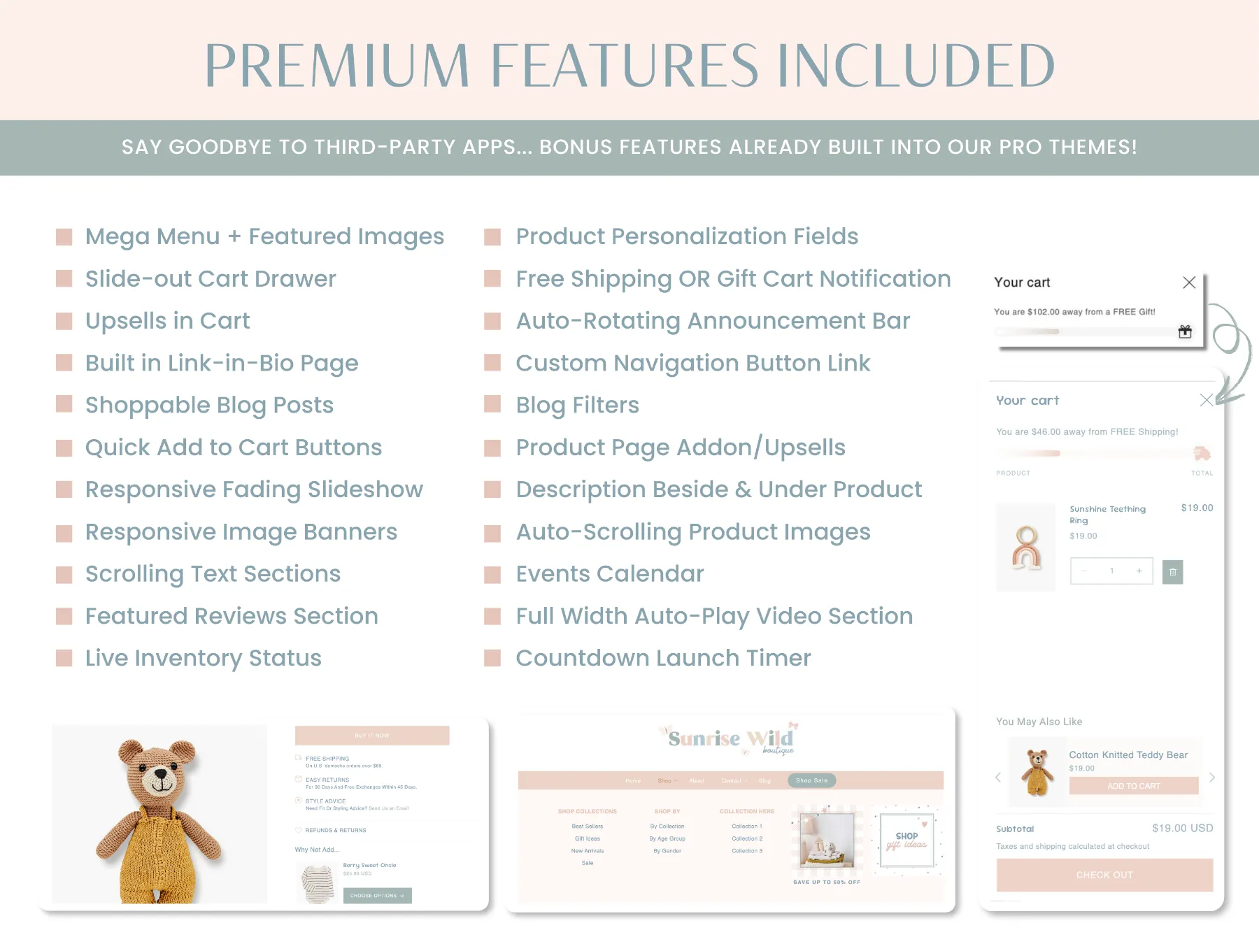 baby boutique website template product grid layout