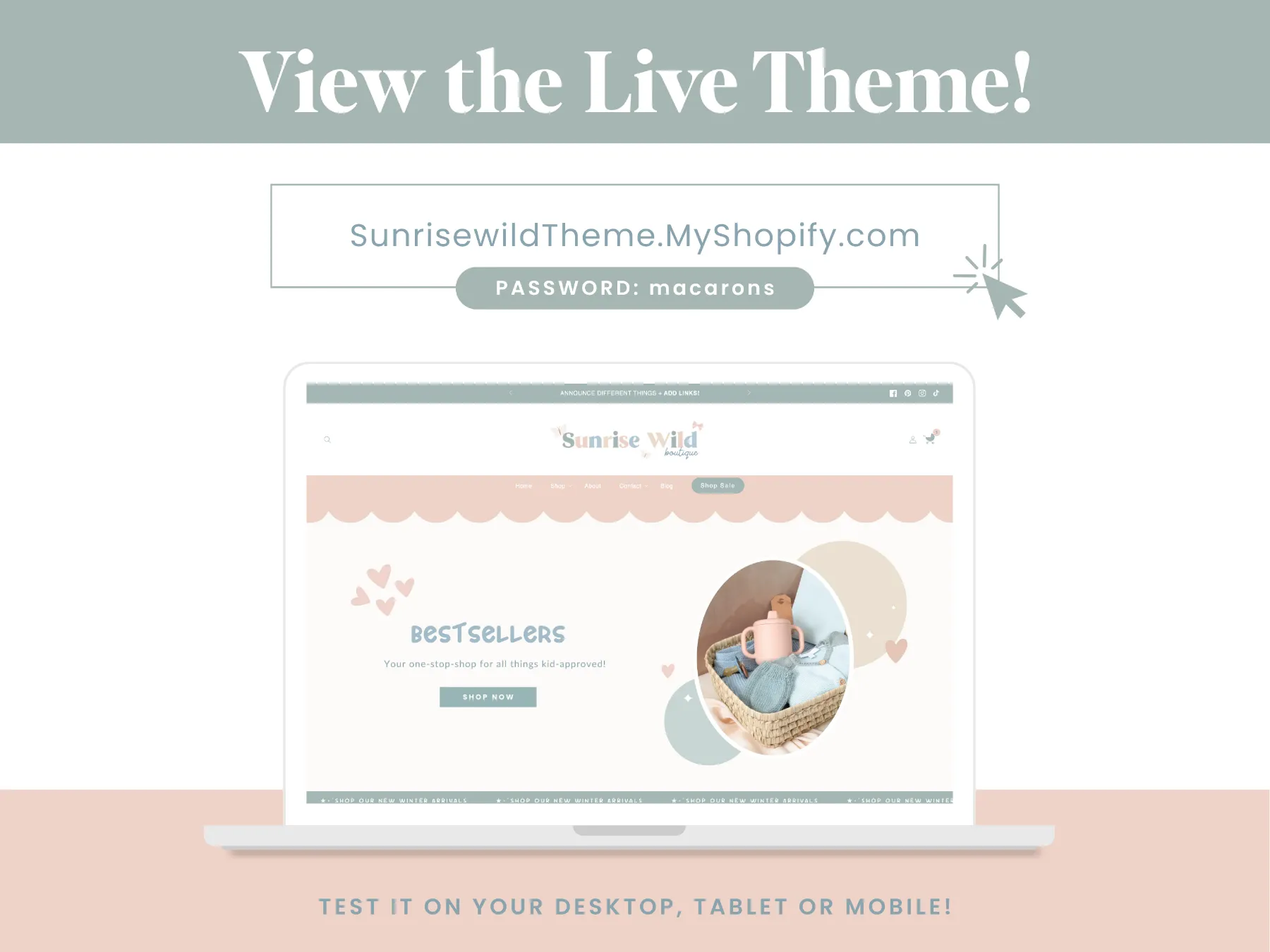 Children's Boutique Website Free Banner Template Set for Shopify