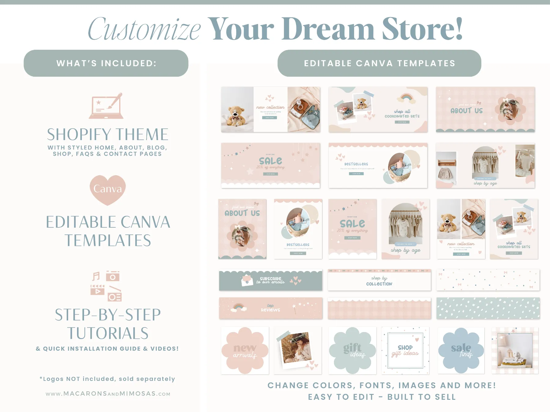 baby boutique website template product grid layout