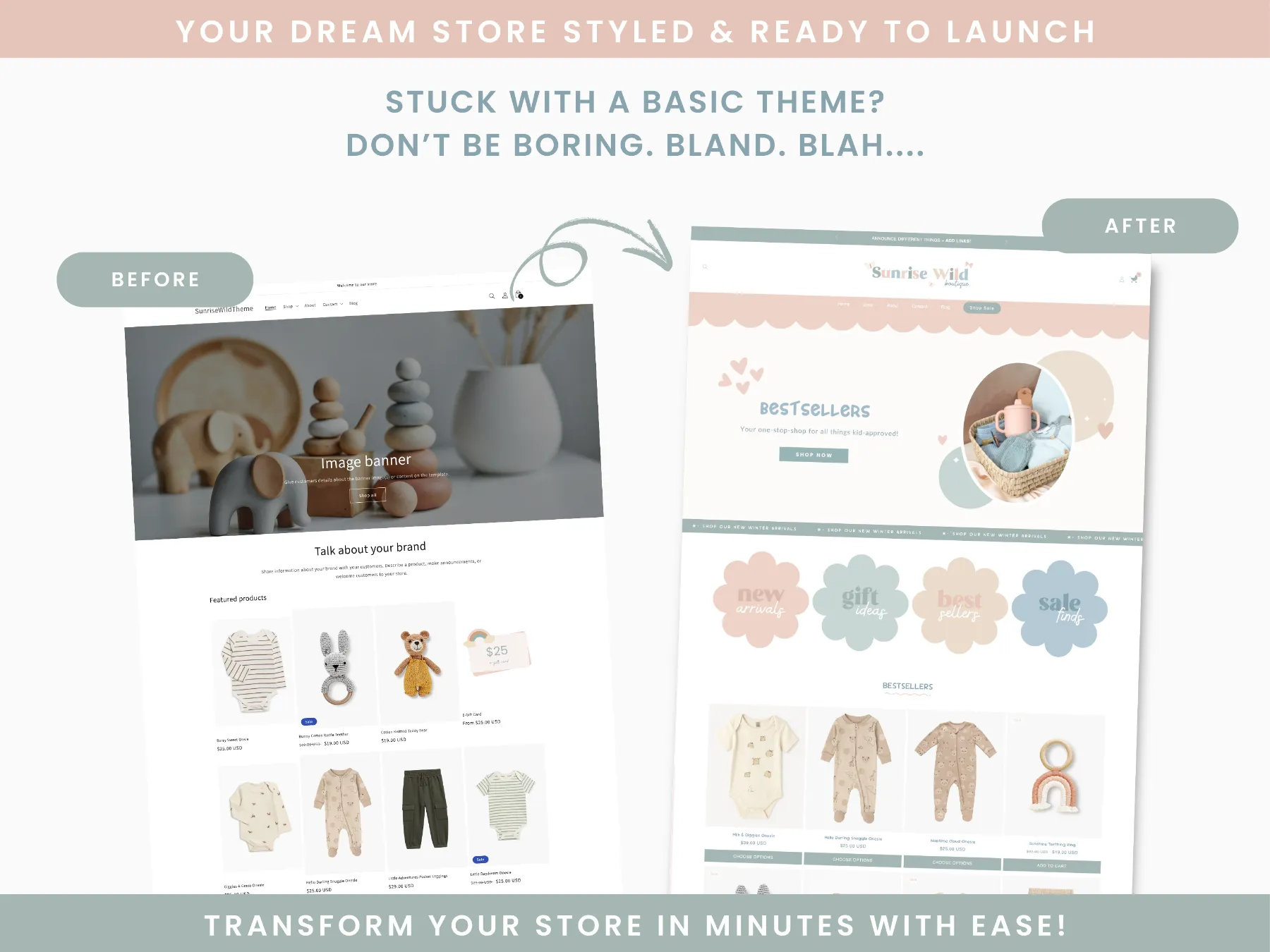 Children's Boutique Website Free Banner Template Set for Shopify