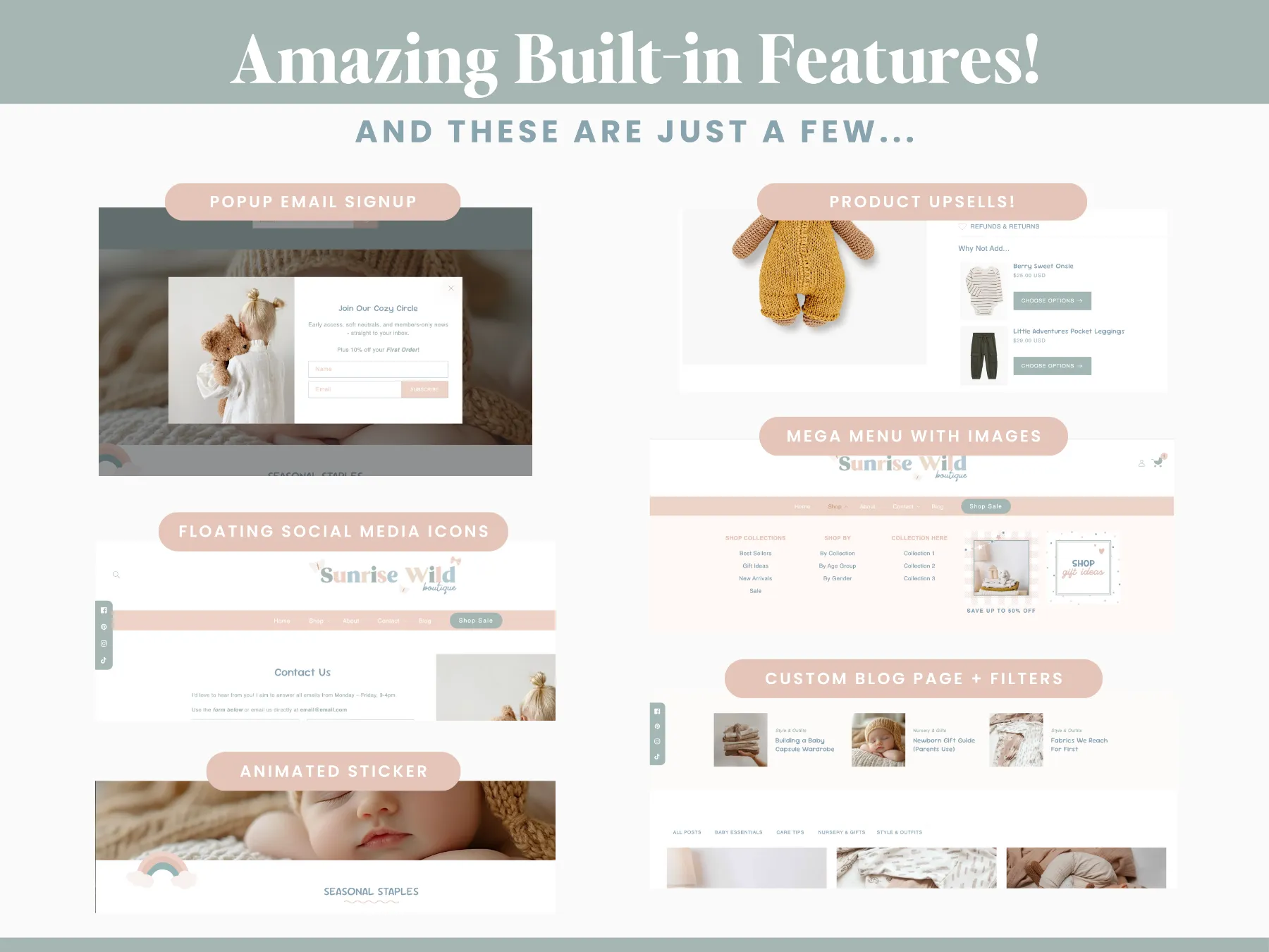 baby boutique website template product grid layout